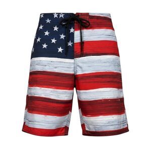 US Apparel Men’s Swim Trunks Medium Patriotic American Flag Red White Blue Mesh